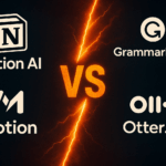 Comparison table of AI productivity tools: Notion AI, Motion, Otter.ai, and GrammarlyGO features and pricing